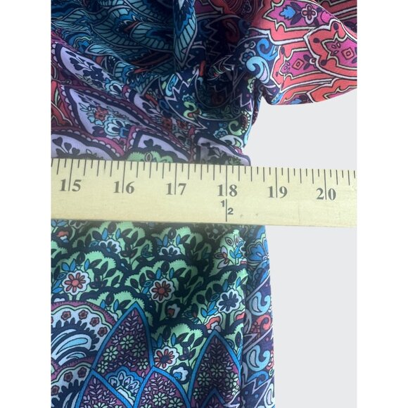 MSK Petite Womens Vibrant Multicolored Paisley Tunic Dress 3/4 Ruched Sleeves PM - Picture 8 of 14